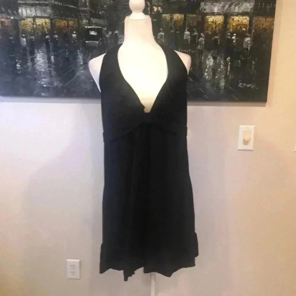 a.n.a Cute Little Black Ruffled Halter Mini Dress size XL